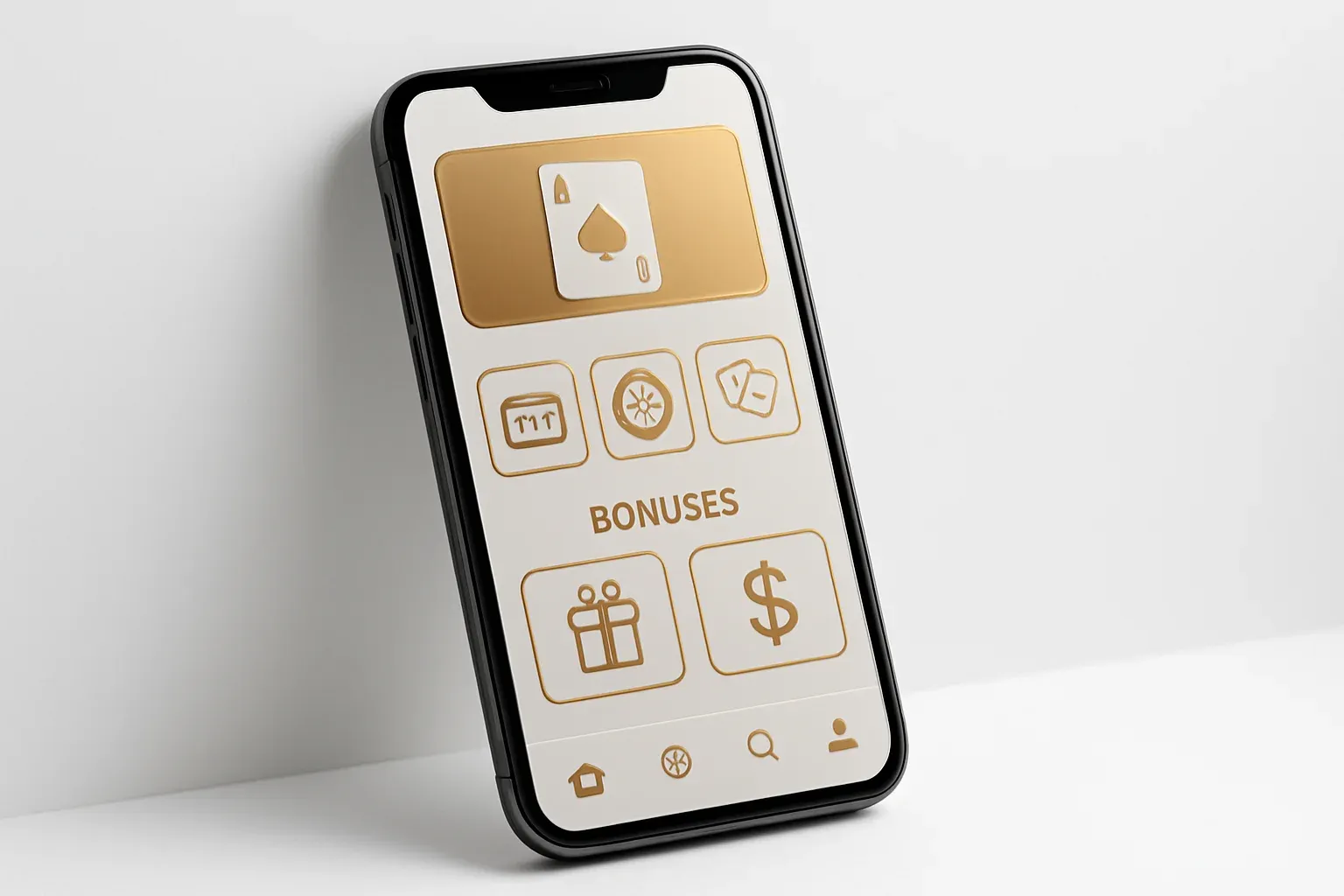 Modern smartphone displaying sleek casino app games and bonus offers